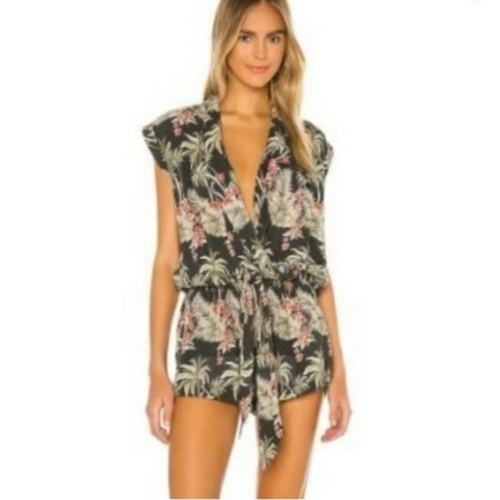 One Teaspoon x Revolve Kingston PlaysJumpsuit Shorts Night Palm Floral Print NWT